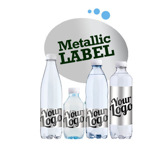 Logovand med metallisk label etiket - Drikkevand til private label